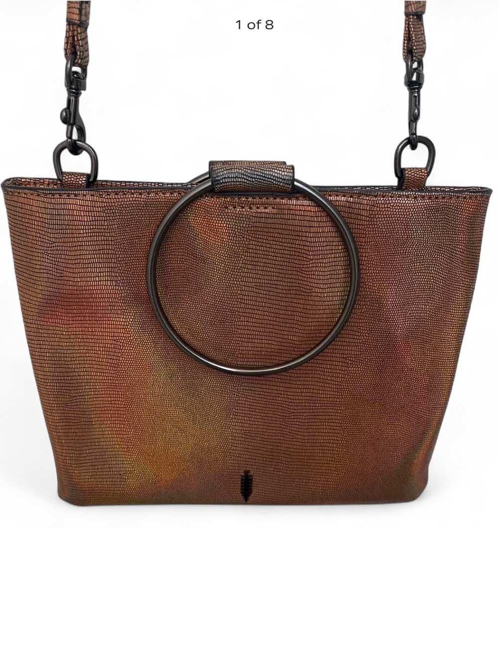 Thacker Iridescent Bronze Ring-Handle Shoulder Bag